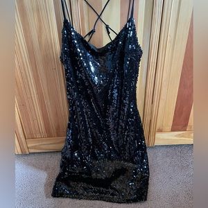 Lucy In The Sky Black Sequin Bodycon Dress- Small